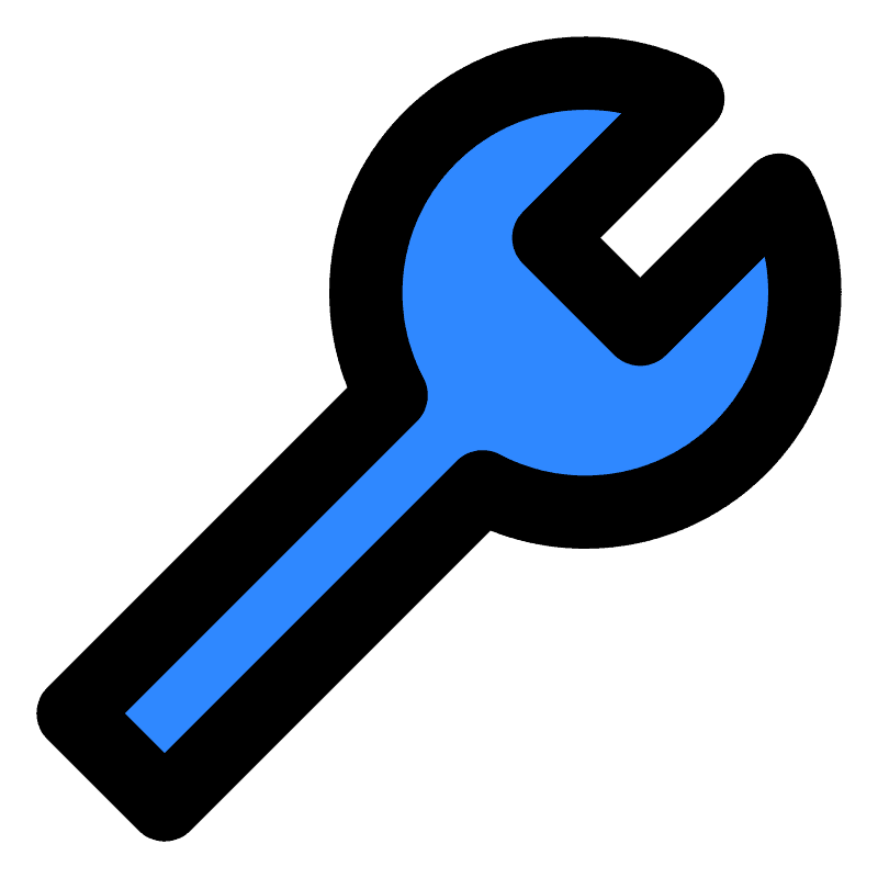 Blue Adjustable Wrench Icon
