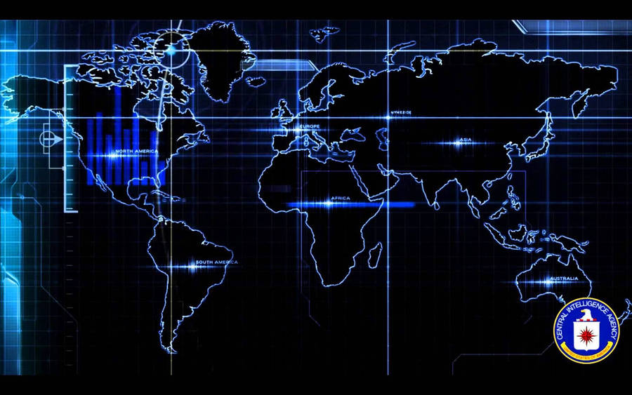 Cia logo on black world map wallpaper