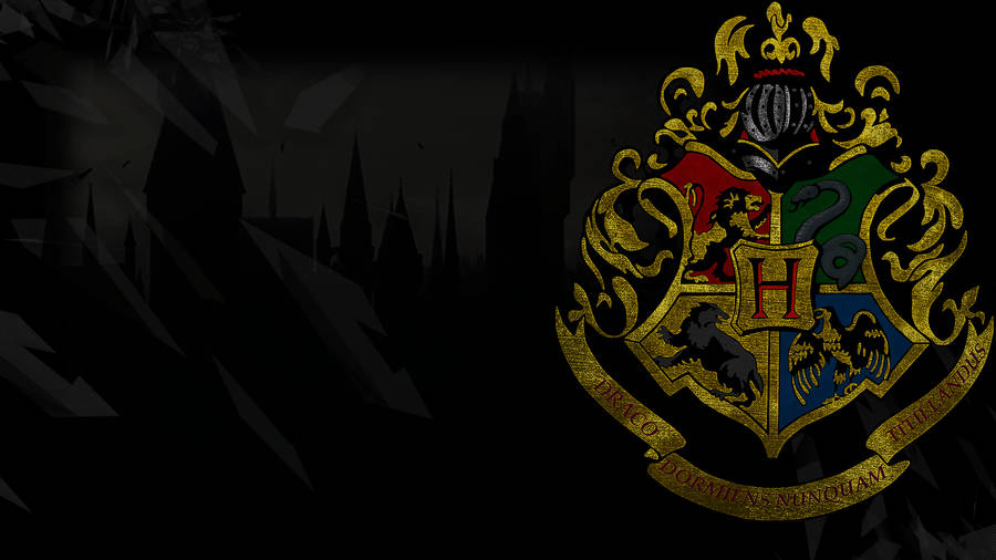 Gryffindor Hogwarts Crest Against Castle Silhouette