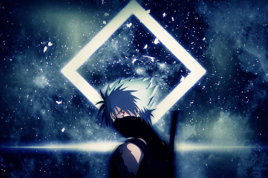 Kakashi Hatake in galaxy with stars fan art wallpaper