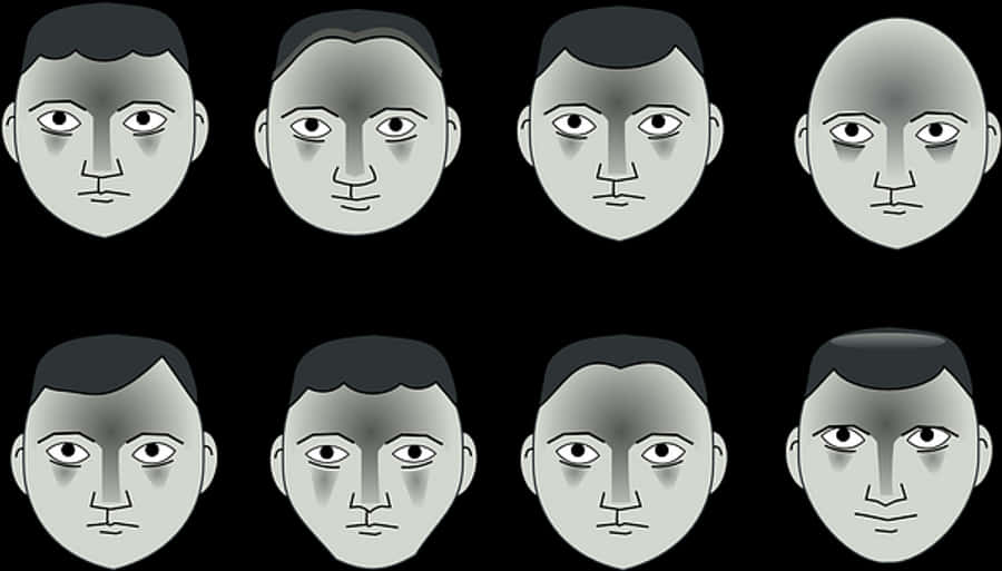 Monochrome Faces Expression Variations PNG