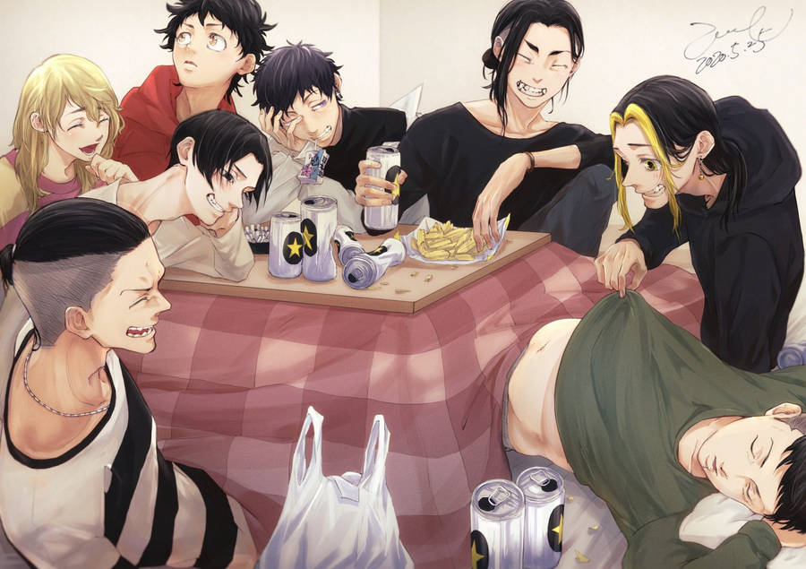 Characters From Tokyo Revengers Manga Having A Drink